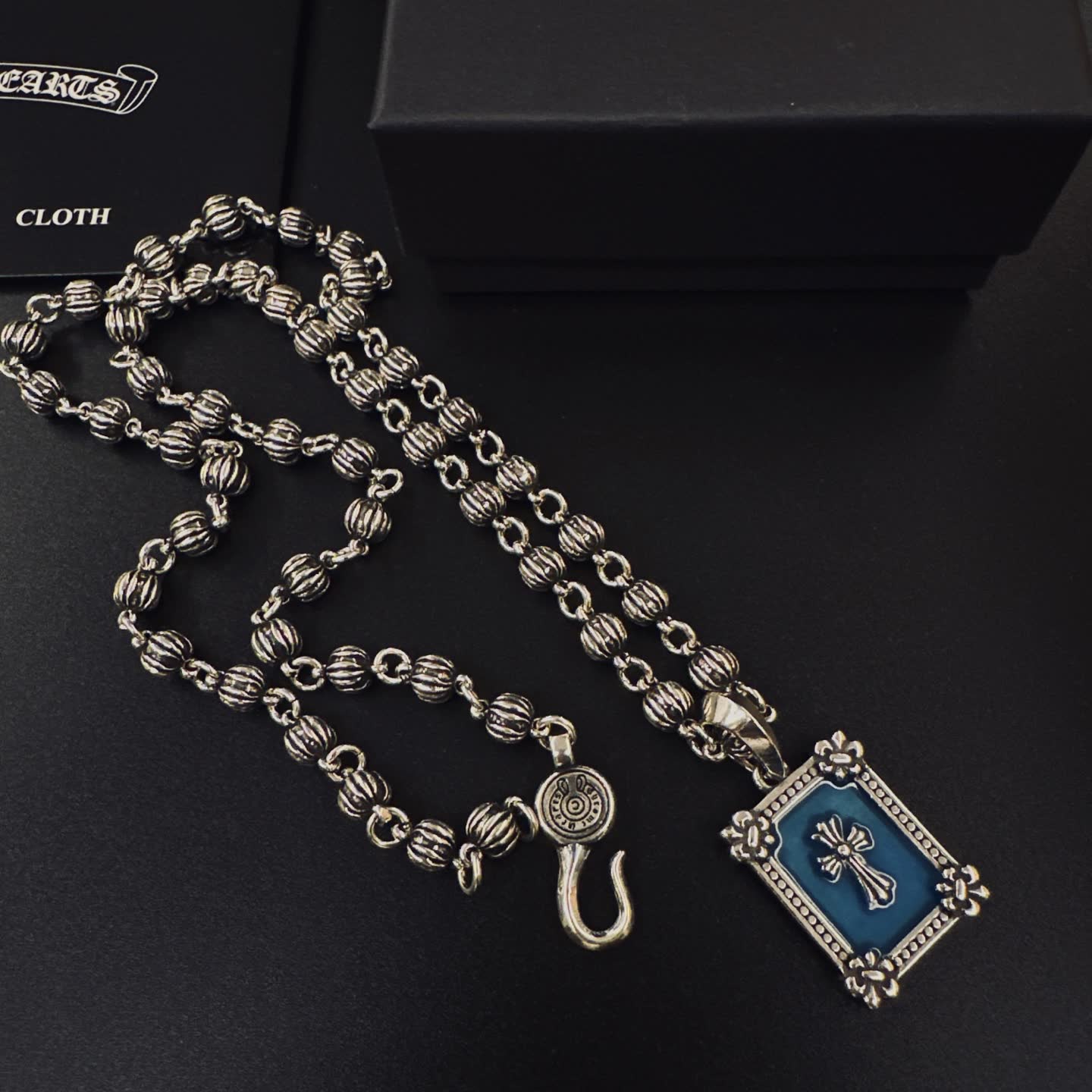 Chrome Hearts Silver Cross Pendant Necklace